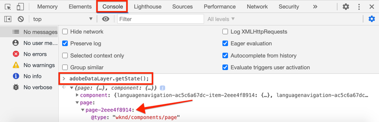 Adobe Data Layer state