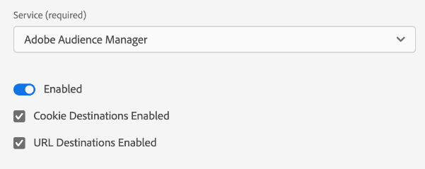 Adobe Audience Manage datastream settings.