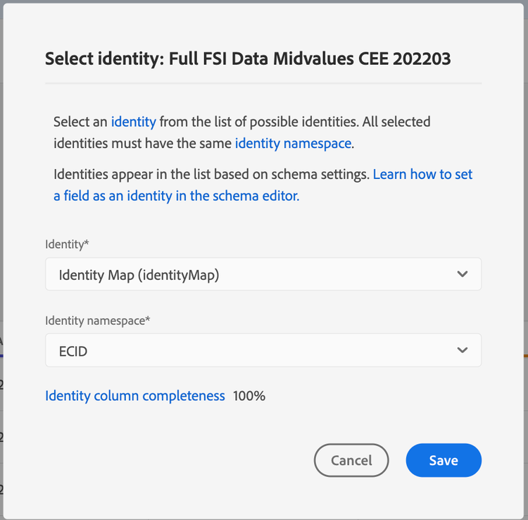 Dataset key not selected