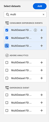 Select datasets