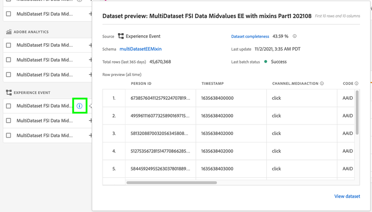 Select and search for dataset