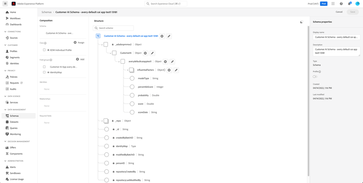 Name of the output datasets in Customer AI