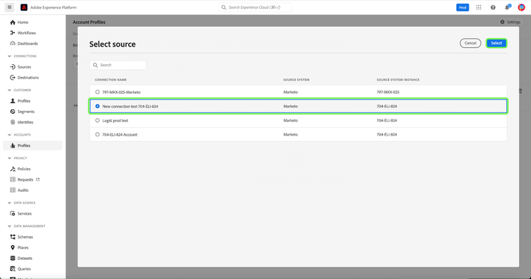 Select source workflow