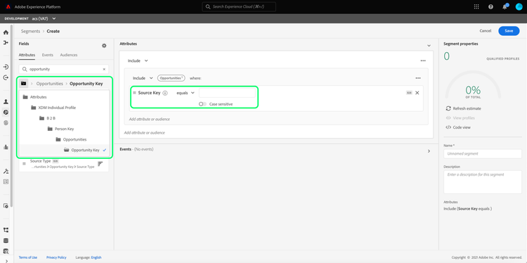 source-key example using the segment builder in the segmentation workspace