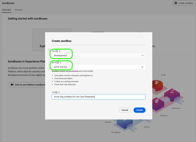 Create a development sandbox for use case playbooks