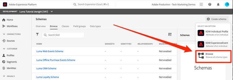 Create new Schema