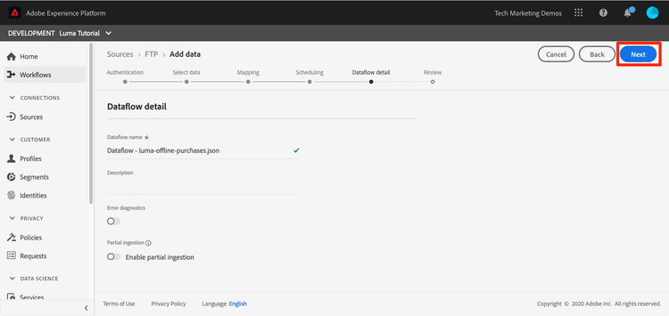 Edit details of your data flow