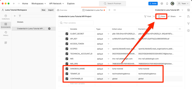 SANDBOX_NAME, TENANT_ID, and CONTAINER_ID fields added as environment variables