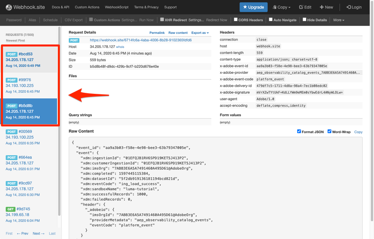 Data ingestion webhook