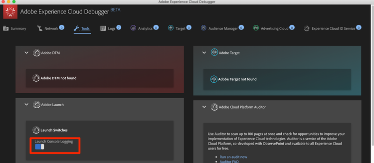 Toggle on tags' Console Logging