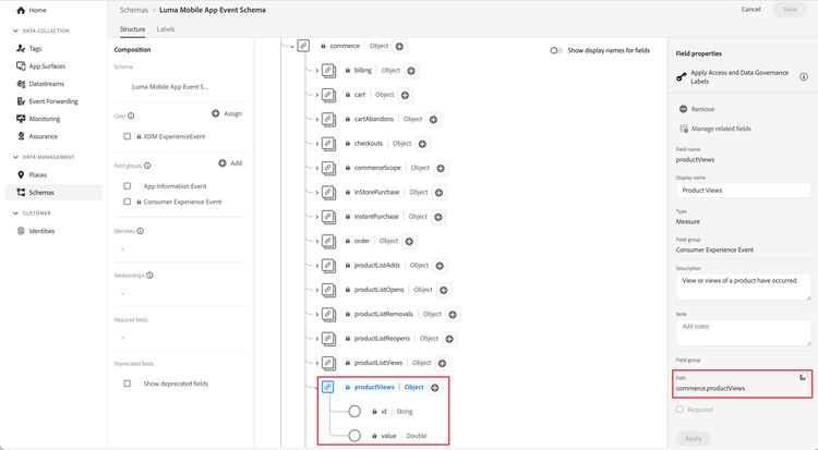 product view schema