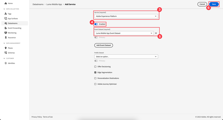 Add Adobe Experience Platform as a datastream service