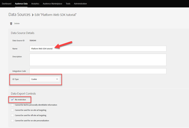 Adobe Experience Platform Audience Manager Data Source Setup