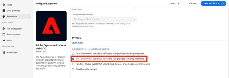 Consent AEP Extension Privacy Config