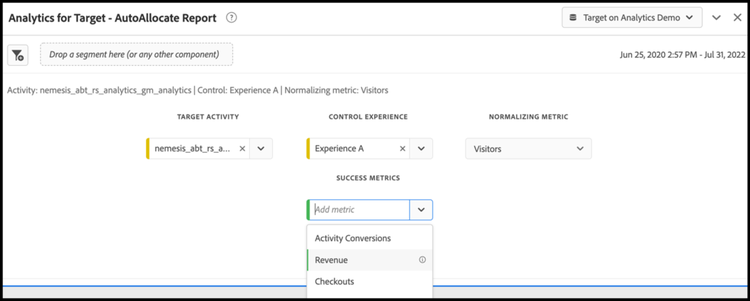 Analytics for Target - Auto-Allocate report