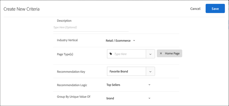 Create new criteria dialog box 2