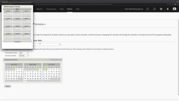Customize Calendar Settings in Adobe Analytics