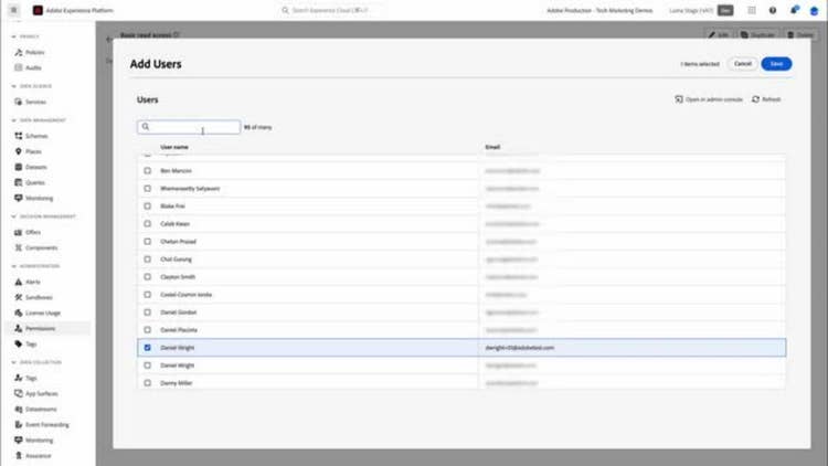 Add users and manage permissions in Adobe Experience Platform-based applications