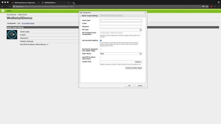 Set Up Experience Fragments and Adobe Target Integration in AEM